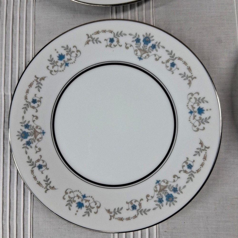 Noritake Octavia Pattern 6 1/4" Bread & Butter Plate Set of 4 Vintage Blue Gray